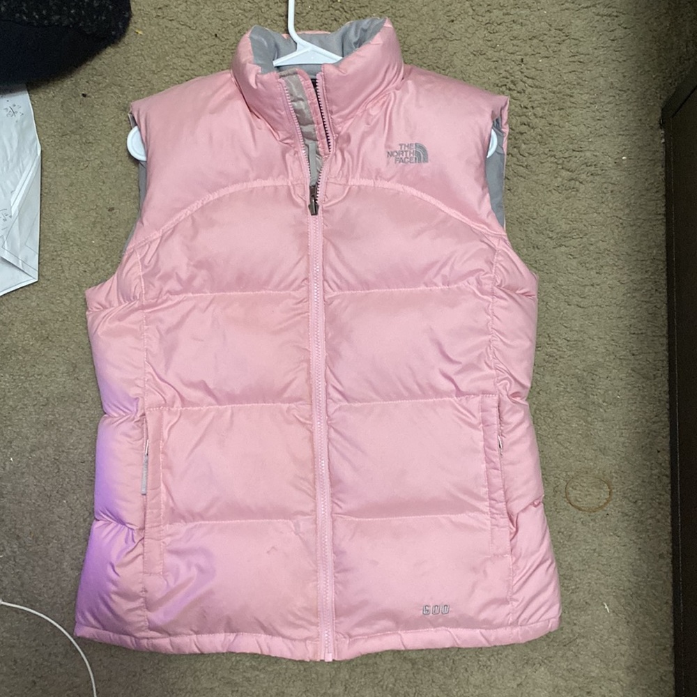 The North Face girls pink puffer vest, size XL